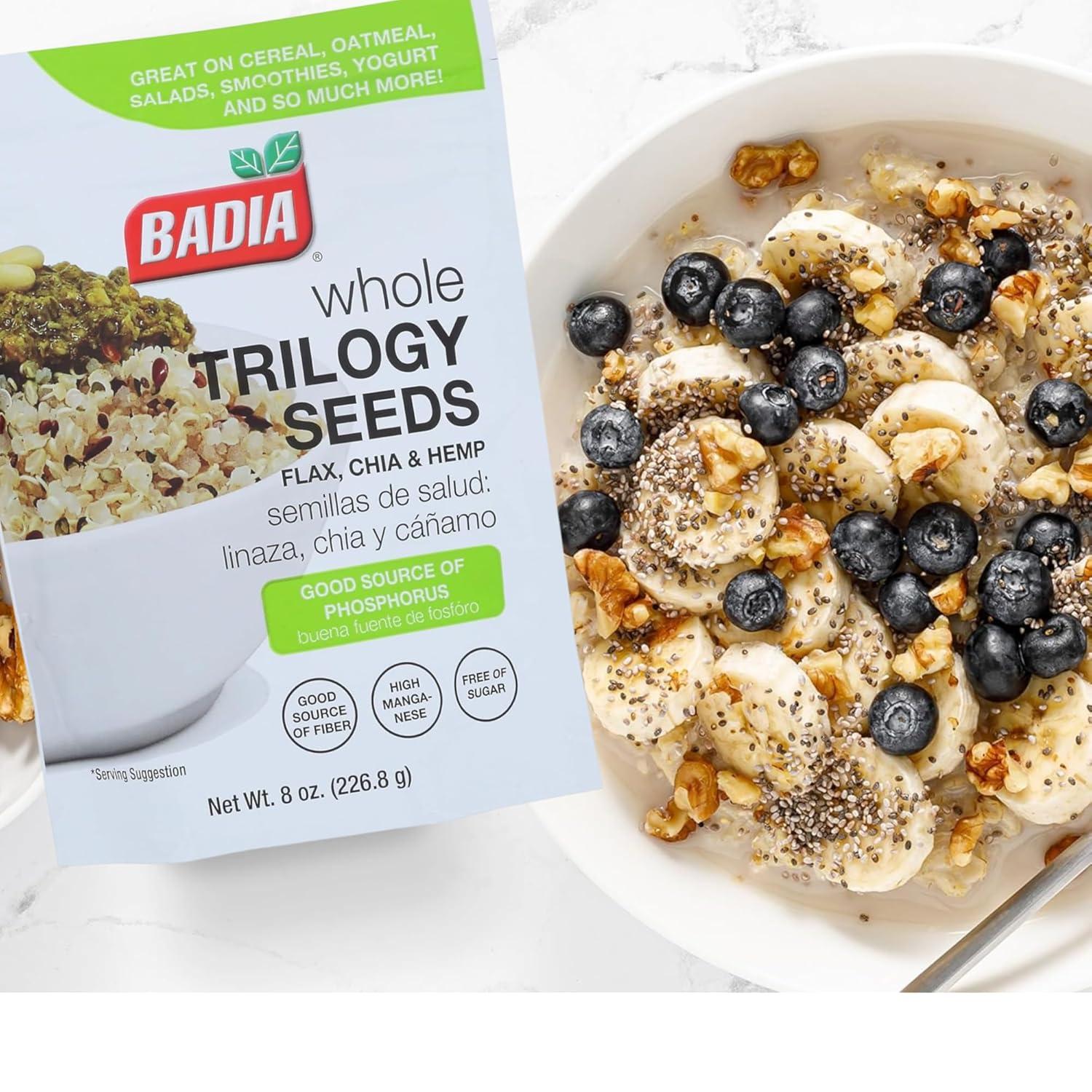 imageBadia Trilogy Health Seed Flax Chia Hemp Seeds Blend 8 oz  High Fiber Superfood Mix Omega3