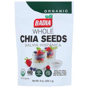imageBadia Organic Whole Chia Seeds 9 oz  Rich in Fiber Protein and Omega3  Perfect for Smoothies Baking Yogurt ampamp Healthy Recipes